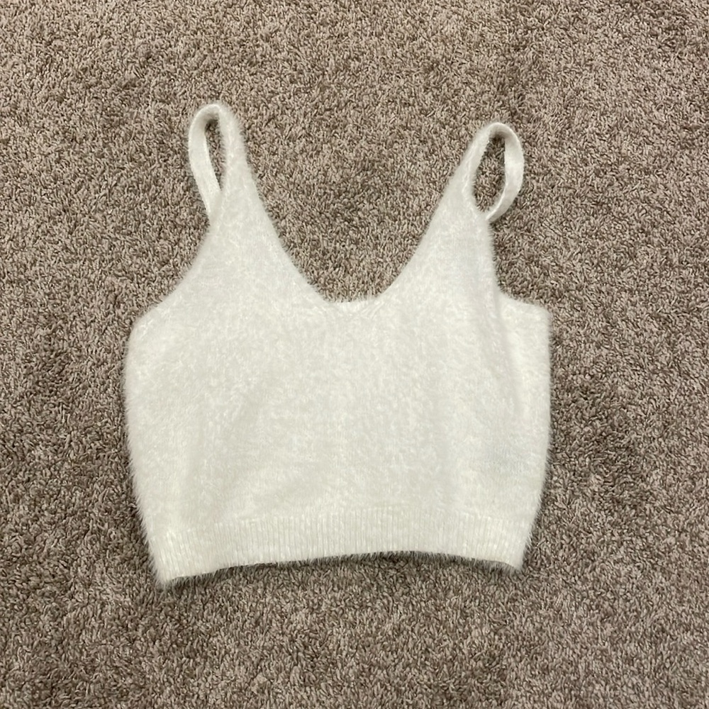 cream fuzzy Shein top